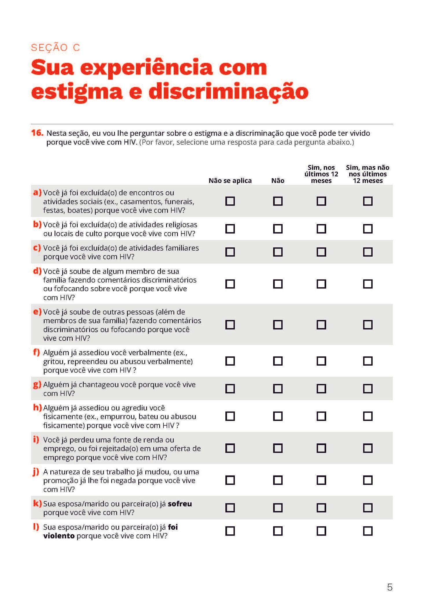 Picture of the work “Stigma Index 2024 Questionnaire”